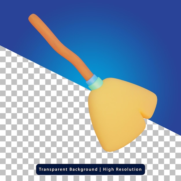 Ilustración 3D de escoba