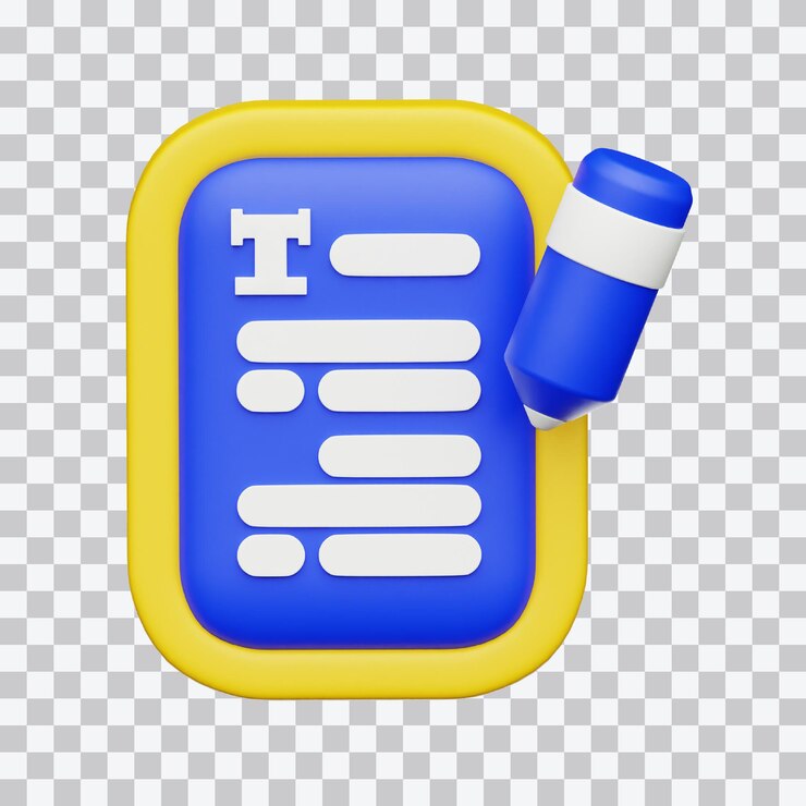 PSD ilustración 3d de escritura de copias