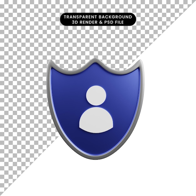 Ilustración 3D de escudo de concepto de seguridad con icono de personas