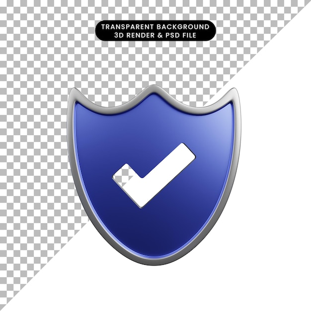 Ilustración 3d del escudo del concepto de seguridad con lista de verificación