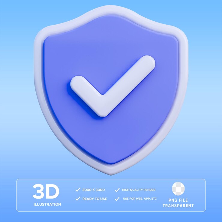 Ilustración 3D del escudo seguro de PSD