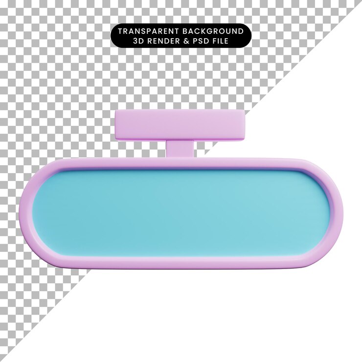 PSD ilustración 3d de espejo de cosas de piezas de automóvil