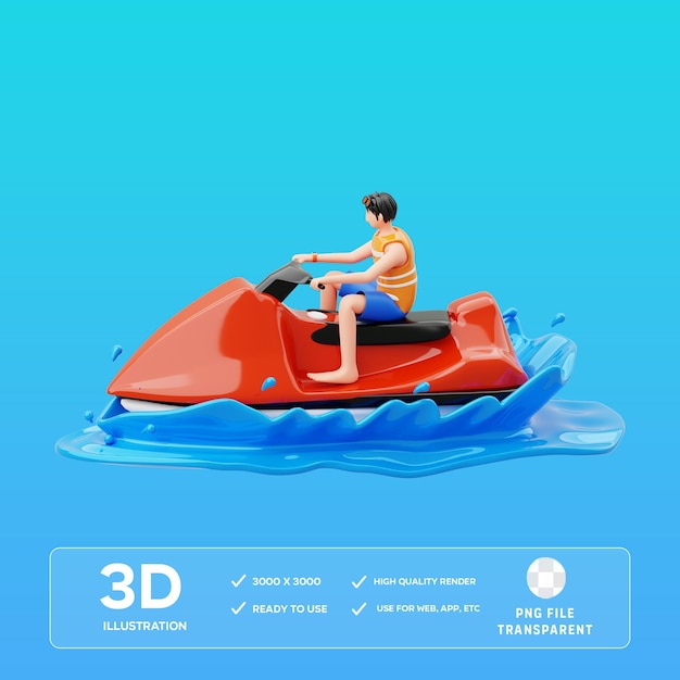 Ilustración 3D de esquí de agua en PSD