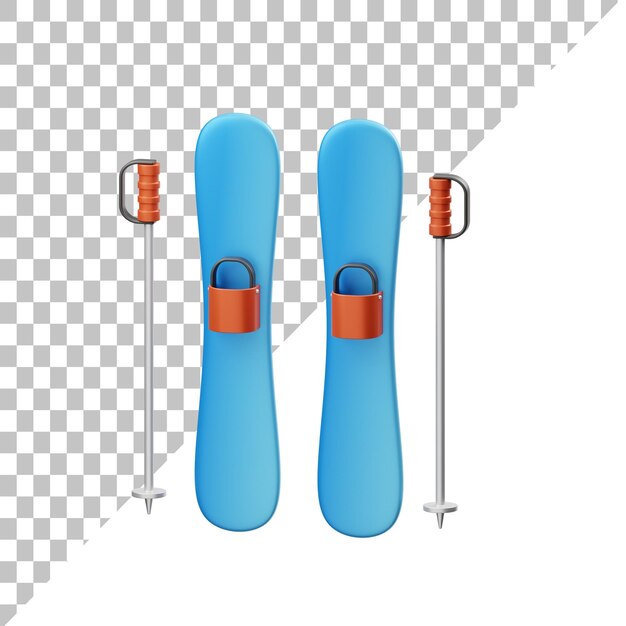 PSD ilustración 3d de esquí