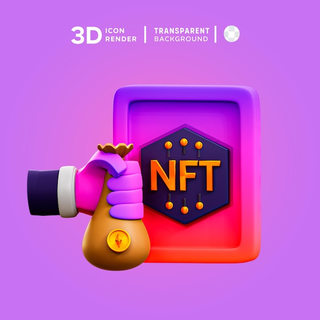 PSD ilustración 3d de las estacas de nft de psd