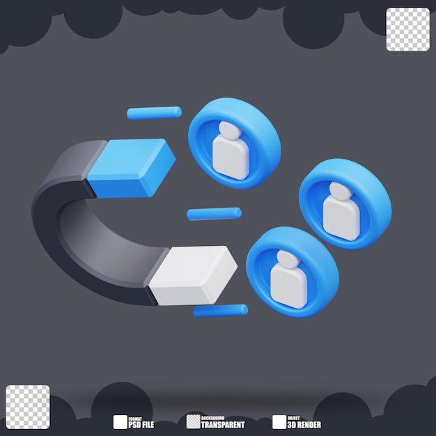 Ilustración 3D Estrategia de comercialización de imanes