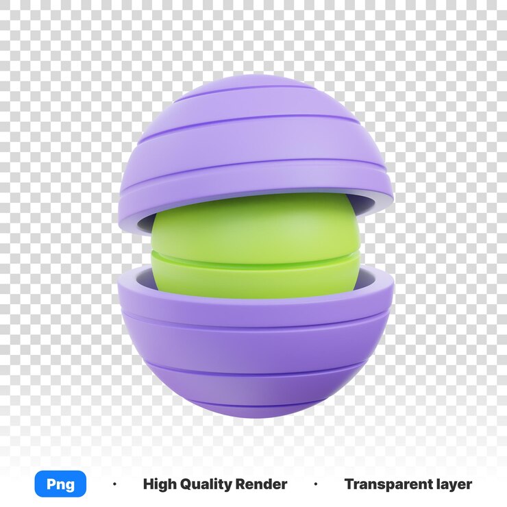 Ilustración 3D de la estructura atómica física y química del modelo 3D en un fondo transparente
