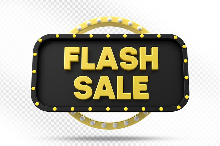 PSD ilustración 3d de etiqueta de venta flash