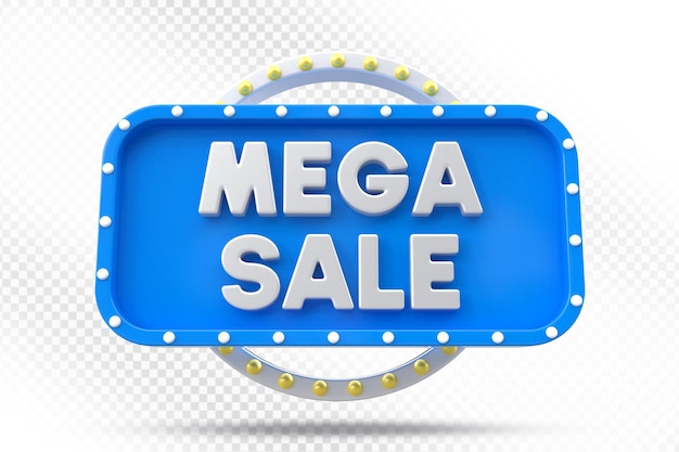 Ilustración 3D de la etiqueta de venta mega