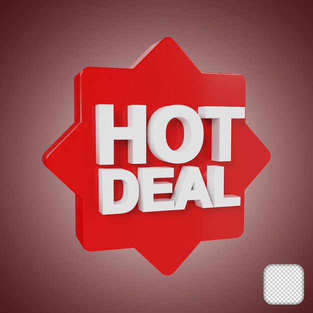 Ilustración 3D de las etiquetas de precios de las ofertas calientes
