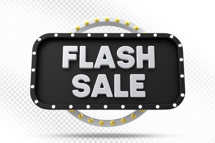 PSD ilustración 3d de las etiquetas de venta en flash