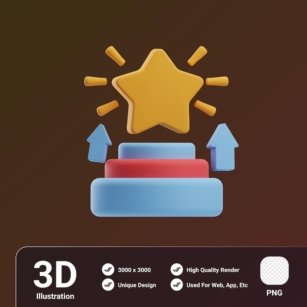 PSD ilustración 3d del éxito del objeto de tutoría y formación