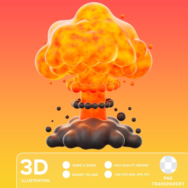 PSD ilustración 3d de la explosión de la bomba psd