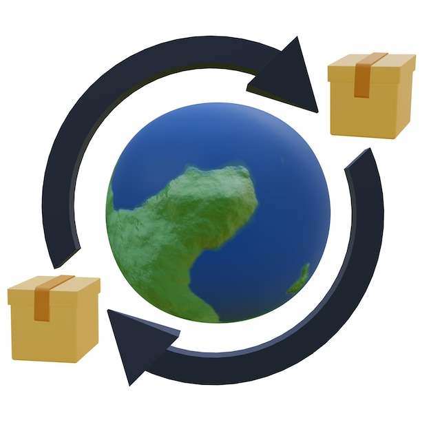 Ilustración 3D de exportación e importación.