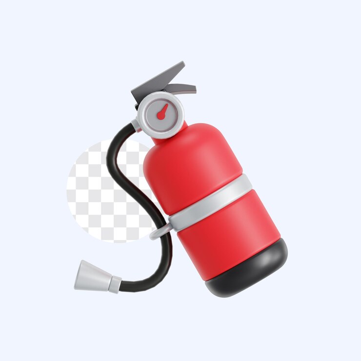 PSD ilustración en 3d del extintor de incendios