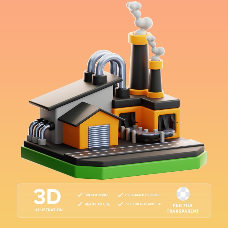 Ilustración 3D de la fábrica de PSD