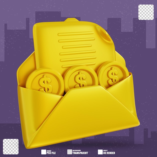 Ilustración 3D factura de pago dorada 2