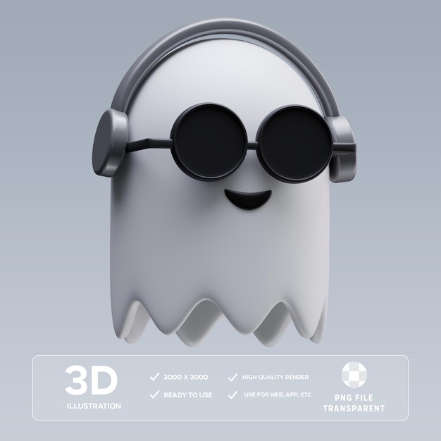 Ilustración 3D de fantasmas geniales para PSD