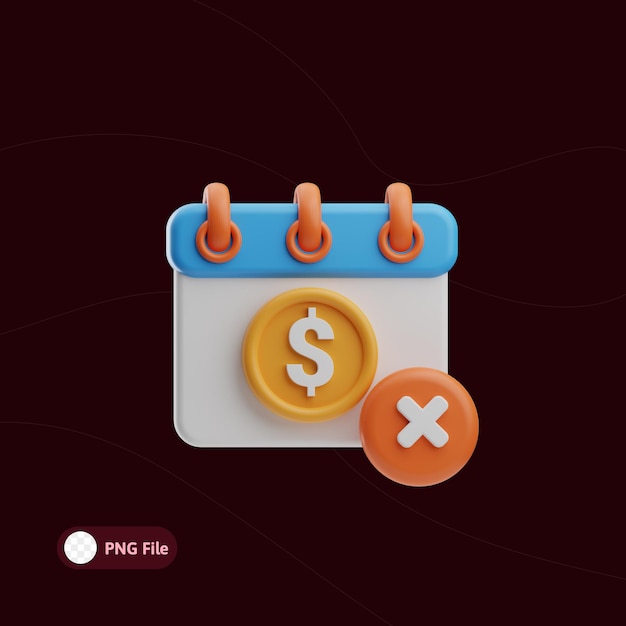 Ilustración 3d de fecha de vencimiento de factura y pago