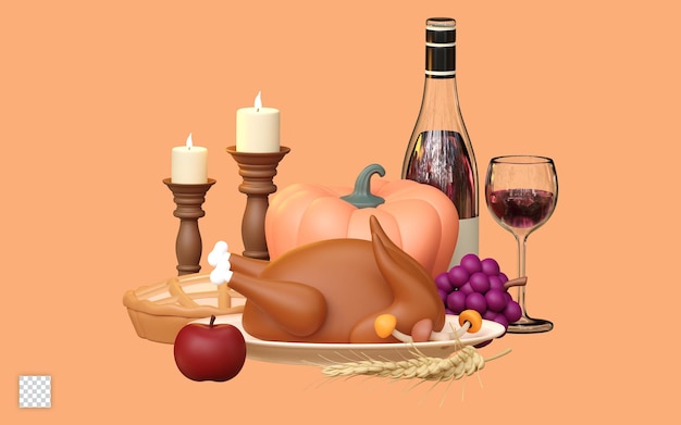 Ilustración 3D feliz día de acción de gracias