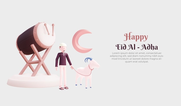 Ilustración 3d feliz eid aladha