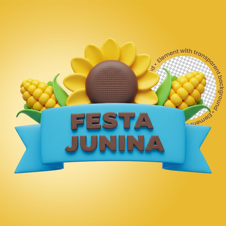 PSD ilustración en 3d de festa junina