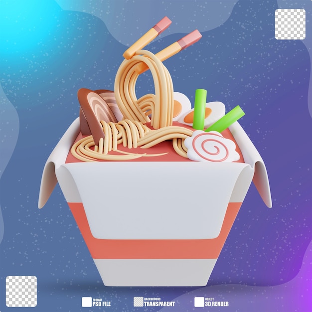 Ilustración 3d de fideos instantáneos