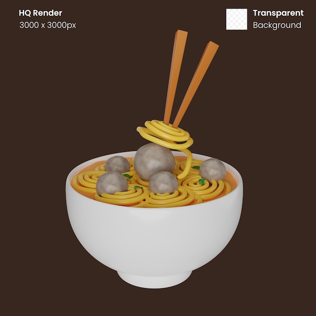 Ilustración 3d de fideos