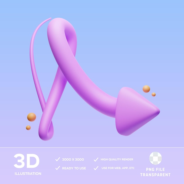 Ilustración 3D de la flecha derecha de PSD