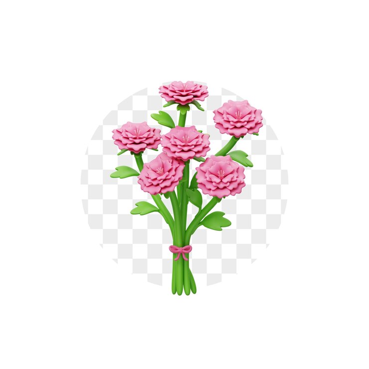 PSD ilustración en 3d de la flor del ramo de peonía