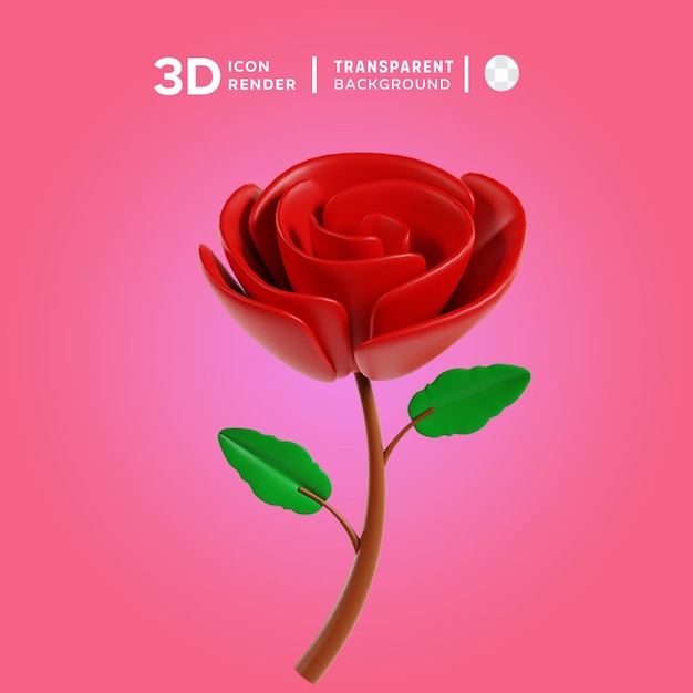 PSD ilustración 3d de la flor de rosa de san valentín en psd