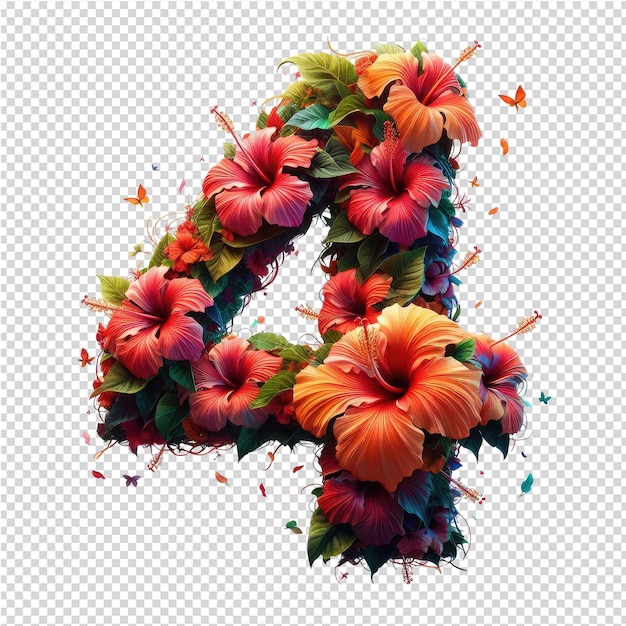 PSD una ilustración 3d de flores con mariposas y mariposas