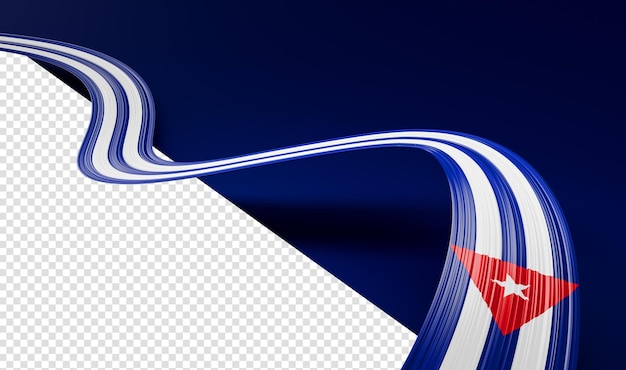 Ilustración 3d de fondo de cinta abstracta ondulada de bandera cubana o cubana