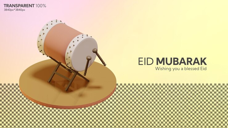 PSD ilustración 3d fondo de decoración islámica ramadan kareem con tambor bedug