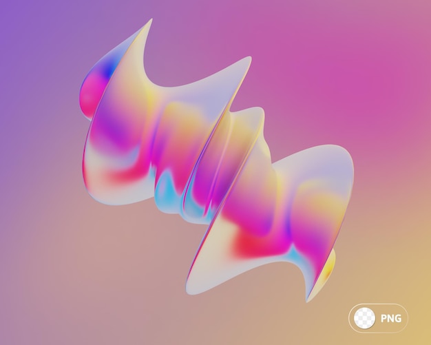 Ilustración 3D de forma abstracta de iridiscencia