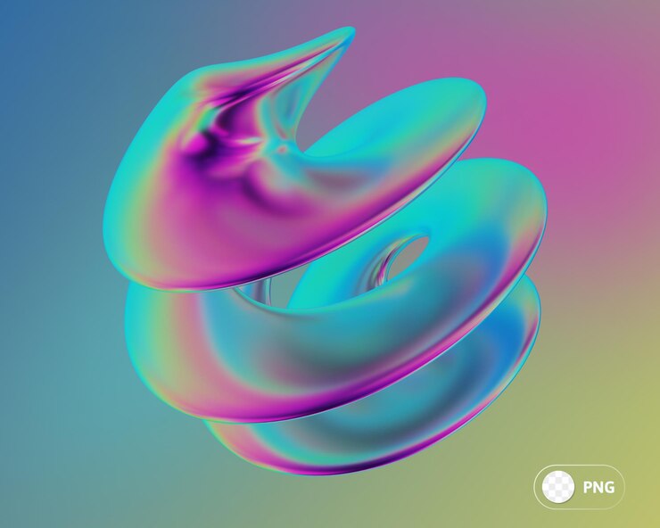 PSD ilustración 3d de forma abstracta de iridiscencia