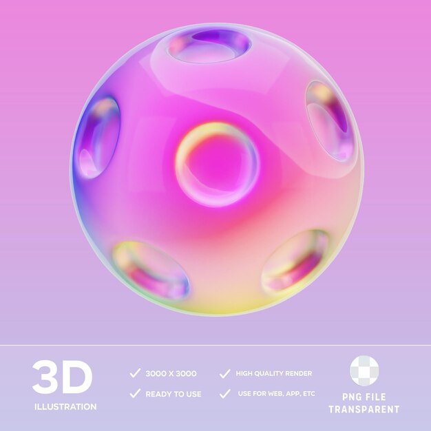 Ilustración en 3D de la forma abstracta de la luna en PSD