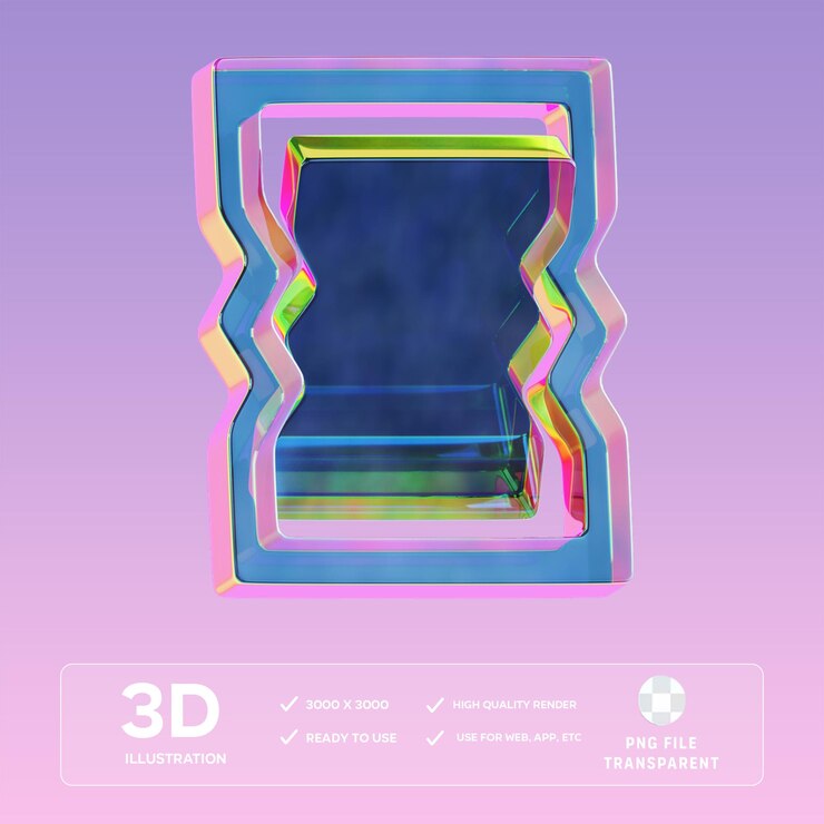 Ilustración en 3D de la forma abstracta de PSD