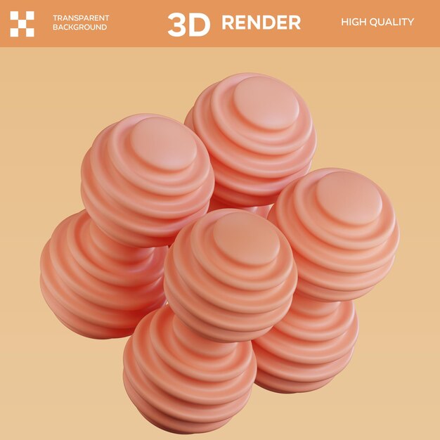 Ilustración en 3D de la forma abstracta de PSD