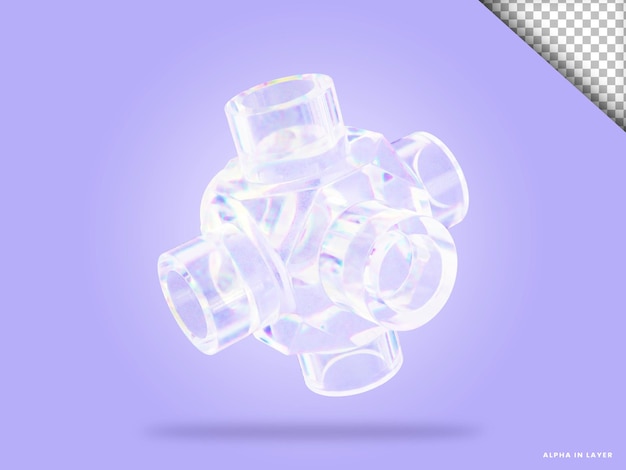 Ilustración 3d de forma abstracta de vidrio de dispersión