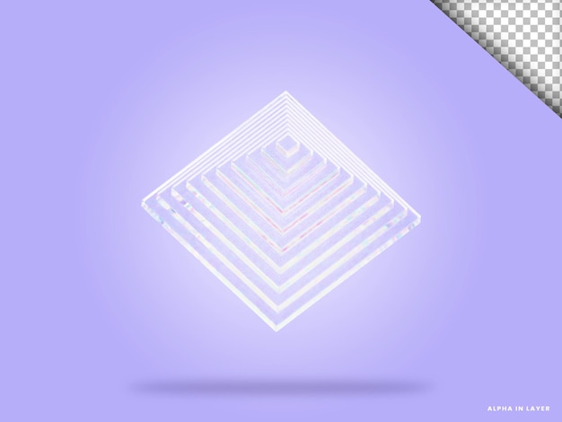 Ilustración 3d de forma abstracta de vidrio de dispersión
