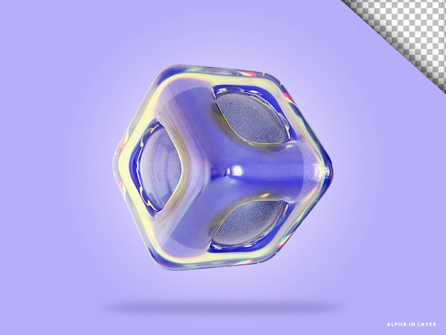 Ilustración 3d de forma abstracta de vidrio de dispersión