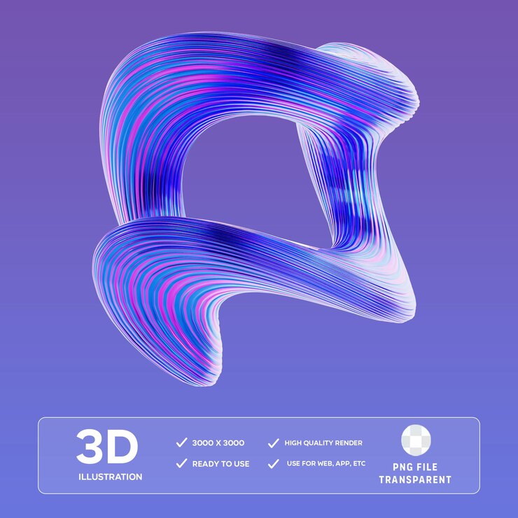 Ilustración en 3D de la forma azul abstracta de PSD