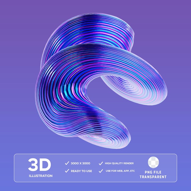 Ilustración en 3D de la forma azul abstracta de PSD