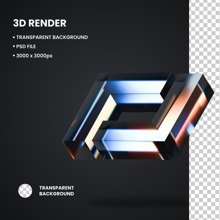 PSD ilustración 3d en forma de doble l