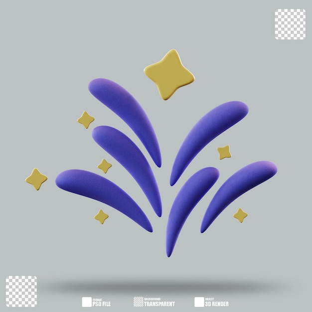 Ilustración 3D de la forma de los fuegos artificiales