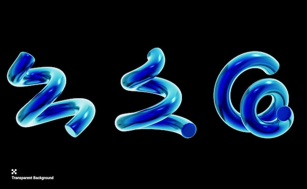 Ilustración 3D de una forma geométrica del año 2000 con forma de remolino