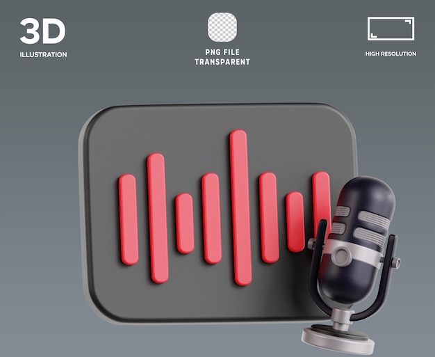 Ilustración en 3D de la forma de onda de audio PSD