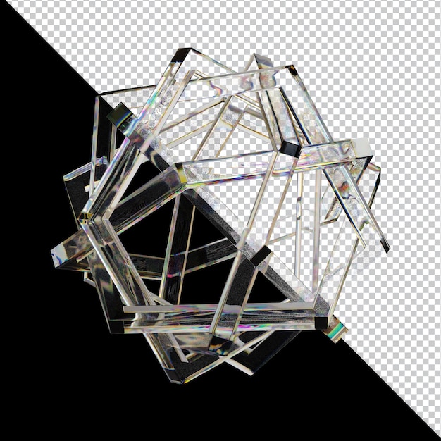 Ilustración 3D de formas abstractas de vidrio de dispersión con colores vibrantes