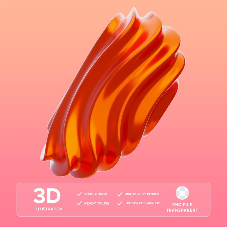 Ilustración 3D de las formas metálicas abstractas de PSD